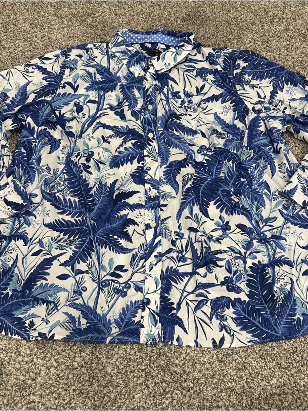 Talbots Button Down 100% Cotton Shirt Womens Size 3X White Tropical Lightweight